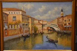 Buy Rialto Bridge Oil Painting On Canvas, Signed By The Artist • 65£