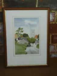 Buy Vintage 1998 Framed Watercolour Painting Of A Village Scene With Church Tower • 18£