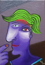 Buy Man In A Dark Room Oil Painting On Canvas In Pablo Picasso Style NEW Small • 60£