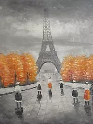 Buy Paris Large Oil Painting Canvas Eiffel French Cityscape Original Black White Red • 21.95£