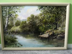 Buy Hand Painted Oil Painting On Hardboard Nature, Forest, Pond, Water, Birch Wood • 110£