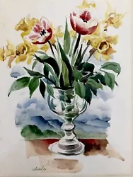 Buy W. SEIDEL - Tulips And Daffodil Floral - Spring Flowers In Vase - 1947 - Signed • 81.86£
