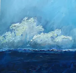 Buy Seascape Oil Painting On Aluminium Plate With Dramatic Clouds • 80£