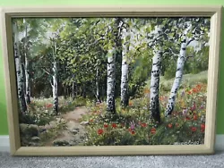 Buy Hand Painted Oil Painting On Hardboard Nature, Forest, Birchwood • 85£