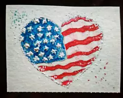 Buy 3D ACEO Original Art  American Flag Painting Small Artwork 2.5 X 3.5  Inches • 9.97£