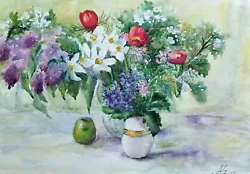 Buy Spring Flowers Painting Watercolor Original Art Flower Artwork Floral 14*20in • 82.05£