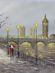 Buy Rainy London Town England Large Oil Painting Canvas Cityscape Art British City • 27.95£