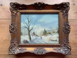 Buy Original Dutch Winter Scene Oil Painting On Board Ornate Gold Frame Unsigned • 35£
