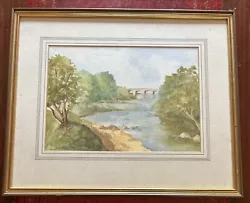 Buy Country River Bridge Scene Watercolour Painting Signed K.W • 45£
