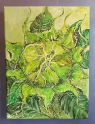 Buy Original Acrylics Painting On Canvas, Sunflower Bud, Gift, Wall Décor, Art, • 37.55£