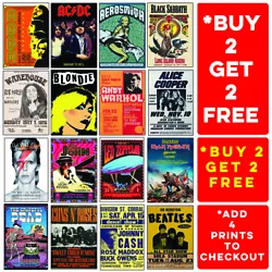 Buy Music Concert Posters Best Of Rock Vintage Pub Bar Shop Blues Wall Art Prints • 3.99£