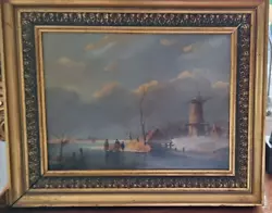 Buy A Lake Scene On Ice, After  Wilhelm Ullrich  (1905-1977), Oil On Wood Board • 235£