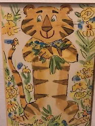 Buy Nancy Groh Rosenthal Original Watercolor Happy Tiger Painting 7“ X 5“ • 41.34£