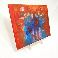 Buy Modern Vibrant See Vid Colorful Original Abstract Acrylic Painting 12x16 Red Blu • 29.49£