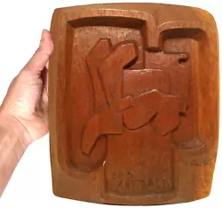 Buy Teak 1967, Sgnd K. A. Vint Hand Carved Abstract Bird, Bas-relief Wdn Wall Plaque • 418.24£