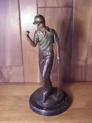Buy Vintage 14  Young, Tall & Cocky Bronze Golf Sculpture - Great Patina - Young Guy • 124.03£