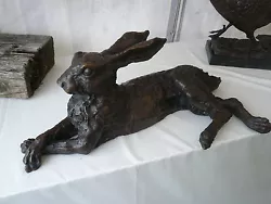 Buy Bronze Hare Life Size Large Garden Rabbit Resting Hare Sculpture Statue Figure • 730£