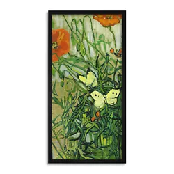 Buy Vincent Van Gogh Butterflies And Poppies Painting Long Framed Art Print • 29.99£