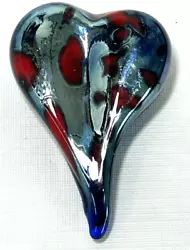 Buy Poland RYNKIEWICZ Signed Blue Red Hearts  Glass Heart Paperweight Sculpture • 28.94£