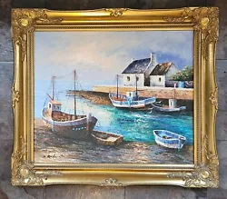 Buy Stunning Original Oil Painting - Fishing Boats In Dock / Harbour By M. Roberts • 179.99£