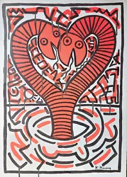 Buy Keith Haring Oil On Canvas Painting Signed And Sealed Measures  50cm X 70cm • 568.34£