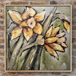 Buy Daffodil Flower Original Oil Painting On Canvas 12” Impressionist Daffodils Art • 127.98£