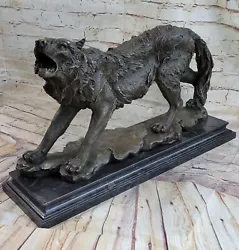 Buy Bronze Statue WOLF Whining Mascot Garden Sculpture Yard Gift/ Decor Large Art • 575.44£