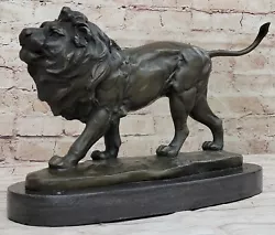 Buy Unique Collectible: African Male Lion Bronze Statue Signed By Miguel Lopez Art D • 139.32£