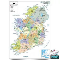 Buy Ireland Map Poster Educational Wall Art Print - A5 A4 A3 Great Britain Wales ROI • 0.99£