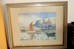 Buy Vintage Watercolor Painting Cornwall Harbour  • 40£