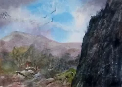 Buy ACEO Original Painting Art Card Landscape Mountains Rocks Clouds Watercolour • 5£