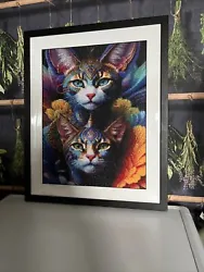 Buy Beautiful Diamond Art Cat Picture Completed 50x40 Frame Exquisite Piece • 20£