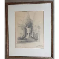 Buy Original artist Signed Drawing Rome Italy Sculpture In Pencil 1953 Framed • 58.91£