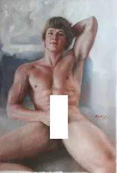 Buy Erotic Paintboard Oil On Canvas Men Nude Full / Gay Male Painting • 333.17£