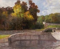 Buy Blanche EGLÈNE-SURIEUX French Oil Painting Landscape View Park Saint-Cloud Basin • 1,285.20£