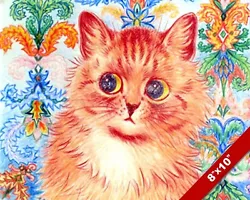 Buy Big Eye Fuzzy Kitten Louis Wain Painting Cute Soft Cat Art Real Canvas Print • 14.17£