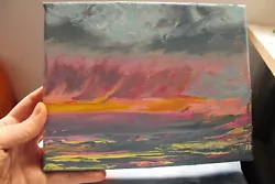 Buy Colourfull Skyscape Oil Painting On Canvas - Small Size - Unframed Rolled Canvas • 25£