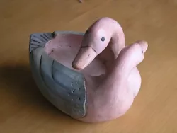 Buy Folk Art Hand Carved Painted Wooden Pink Goose Geese Dawns Ducks Sculpture • 49.77£