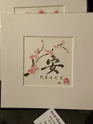 Buy Original Watercolour Painting Cherry Blossom Peace Chinese Calligraphy • 16£