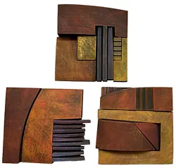Buy ABSTRACT SCULPTURES - Larry Fox Painted Wood Architectural Squares 21 X 21cm • 300£