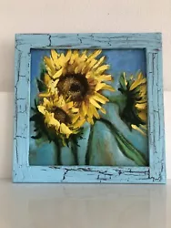 Buy Original Oil Paintingе,sunflowers,still Life, Yellow And Blue , Abstract Flowers • 31.42£