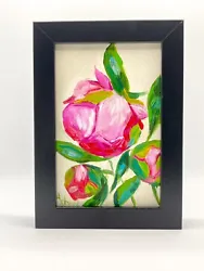 Buy Peony Flowers Oil Painting- MINI FRAMED Realistism Floral Original Artwork Sale • 70£