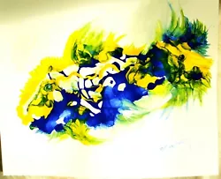 Buy Mixed Media Painting Of Fish,'Piscine'Abstract,orignl.contemporary,unframed,new • 6£