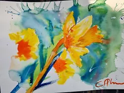 Buy Hand Painted Watercolour Painting Colourful Daffodils Flower Art A4 • 8£
