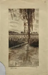 Buy Drawing Impressionist Nature Landscape Silent Water 10.06. 1937 30,9 X 20 CM • 37.96£