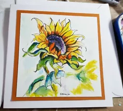 Buy Sun Flowers Greeting Cards Original Hand Painted Watercolor Original Print • 4.99£