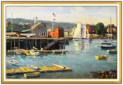 Buy Stapleton Kearns Large Original Painting On Canvas Harbor Boat Framed Signed Art • 5,930.79£
