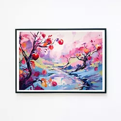 Buy Abstract Tree Landscape Painting Illustration 7x5 Retro Wall Decor Art Print  • 3.95£