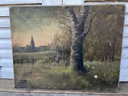 Buy French Oil On Canvas, Country Scene, Signed, Vintage, Old, Painting, Rustic • 84.99£