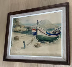Buy Tossa De Mar Boats Beach 1958 Original Watercolour Painting Picture Andreu Ferre • 75£